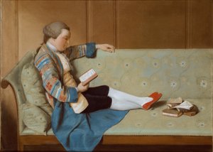 躺在沙发上阅读的男子肖像，18世纪中期。 作者 弗朗索瓦·泽维尔·维斯普雷