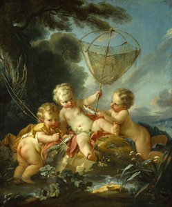 Putti as Fisherman，c.1744 作者 弗朗索瓦·布歇