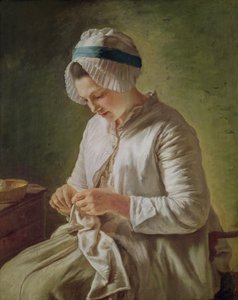 女裁缝或正在工作的年轻女子（布面油画）