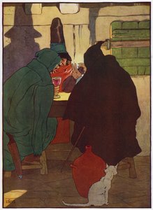 为《森林中的婴儿》绘制插图（彩色平版印刷）。 作者 弗兰克·亚当斯