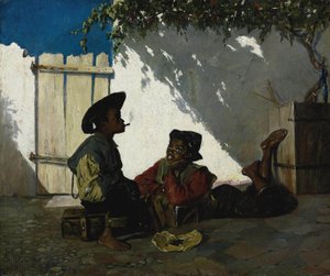 意大利语  Dolce far niente 无所事事的甜蜜 作者 弗兰克·布赫瑟（Frank Buchser）