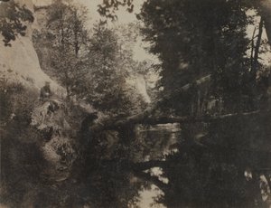溪岸有坐像的风景画 作者 弗兰克·肖瓦塞涅