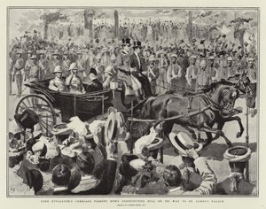 基奇纳勋爵的马车在通往圣詹姆斯宫的路上经过宪法山 作者 Frank Dadd