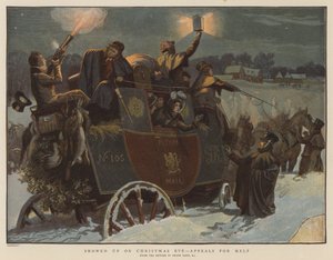 圣诞节前夕下雪，寻求帮助（chromolitho） 作者 弗兰克·达德