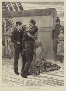 欢迎回家！威尔士王妃在HMS Bacchante上与皇家王子会面 作者 Frank Dadd