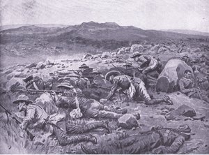 随着昆士兰帝国布须曼人在1900年11月29日在Rhenoster Kop，比勒陀利亚后的插图：游击战争，1902年 作者 弗兰克·达德