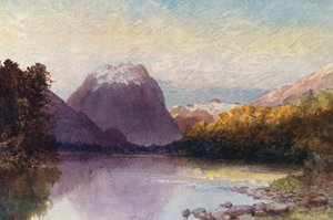 新西兰：蒂阿瑙湖头（彩色石版画） 作者 弗兰克·H·赖特