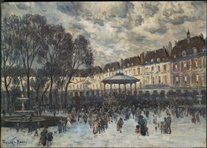 La Place des Vosges un jour de musique - 巴黎孚日广场，音乐会当天......（布面油画） 作者 弗兰克·迈尔斯·博格斯