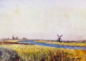 诺福克湖区：圣奥拉维斯上方（彩色石版画） 作者 弗兰克·索斯盖特