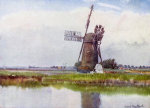 Norfolk Broads: Mill Country above Stokesby (colour litho) 作者 弗兰克·索斯盖特