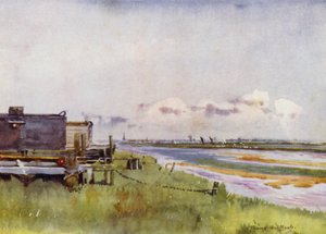 Norfolk Broads: Yarmouth from Breydon (colour litho) 作者 弗兰克·索斯盖特