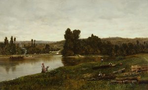 河边人物（布面油画） 作者 弗兰克·德·梅斯格里尼