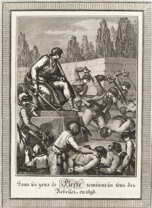 行刑制度的执行。来自：Blin de Sainmore的Histoire de Russie，c。 1800 作者 弗朗索瓦·安妮·大卫（FrançoisAnne David）