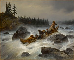 奥尔良公爵在拉普兰的穆尼奥河上，1795年8月，1840年。 作者 François August Biard