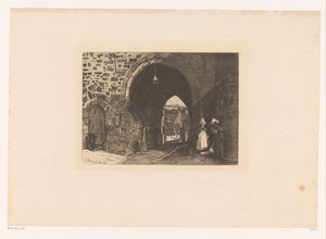 Gezicht op de Porte de St.
十幅蚀刻版画，由画家 F. Bonvin 绘制并雕刻（系列标题） 作者 弗朗索瓦·邦文