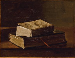 两本书静物，1858年 作者 弗朗索瓦·邦文