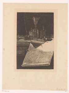 Stilleven 将其仪器 六幅蚀刻画，由画家 F. Bonvin 绘制和雕刻（系列标题） 作者 弗朗索瓦·邦文