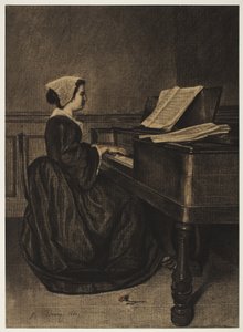 Spinet的女人，1860年。 作者 弗朗索瓦·邦文