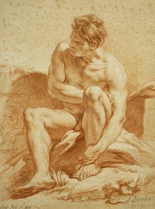 坐着的裸体与工作人员，救济与左手的普蒂，1738年