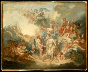 F.Boucher，《丘比特与赛克婚礼-绘画》，十八世纪。 作者 弗朗索瓦·布歇