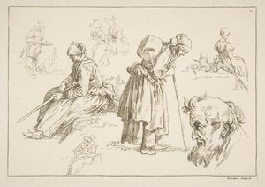 素描画页，1753年。 作者 弗朗索瓦·布歇