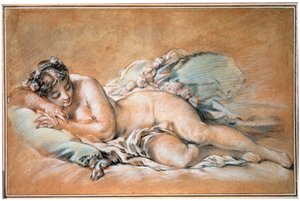 睡着的年轻女子，1758年。 作者 弗朗索瓦·布歇