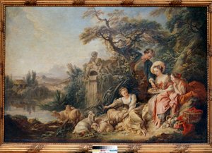 弗朗索瓦·布歇 (1703-1770) 画的牧羊人的巢穴或礼物 作者 弗朗索瓦·布歇