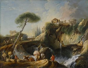 Tivoli看法与灶神庙，c.1749 作者 弗朗索瓦·布歇