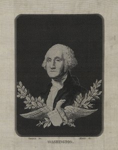 George Washington, c.1876 (jacquard-loom-woven silk on paper mat with copper-alloy foil decoration) 作者 弗朗索瓦·卡奎拉（FrançoisCarquillat）