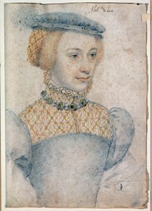 Anne de Pisseleu 的肖像，Louis de Coesmes 的妻子，Lucé 领主（1520 -？）。 弗朗索瓦·克鲁埃（Francois Clouet，1515-1572 年）用黑色石头和血作画 作者 弗朗索瓦·克鲁埃
