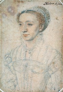 玛格丽特·德·法兰西 (Marguerite de France) 的肖像，萨伏依公爵夫人弗朗索瓦一世 (1523 - 1574) 的女儿。 弗朗索瓦·克鲁埃（Francois Clouet，1515-1572 年）用黑色石头和血作画