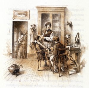 巴伯。属于阿尔弗雷德-德-穆塞的 "米米-德-平森 "画集的 "灰姑娘的轮廓 "的新插图