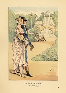 俄罗斯山过山车的时尚夫妇，Les Montagnes Russes a Belleville，建于1812年。(第一个回旋处，第七年