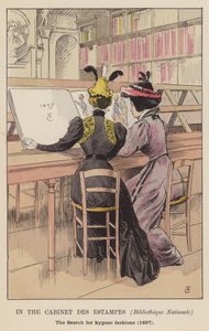 在国家图书馆（BéliothequeNationale）的内阁中，寻找过去的时尚，1897年 作者 弗朗索瓦·库本（FrançoisCourboin）