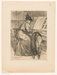 Lezende vrouw in een bibliotheek A la bibliothèque