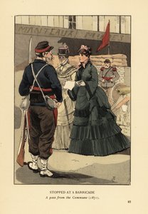 停在路障前，巴黎公社的通行证 作者 弗朗索瓦·库本（FrançoisCourboin）