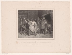 男子试图拥抱旅店里的女子
Le farceur de village / The village lotherio（物品上的标题）
十二个不同的人物（系列名称）
双人画册（......）（系列名称）