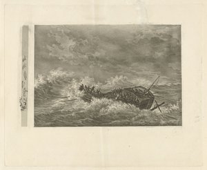 波涛汹涌的大海与沉没的船只