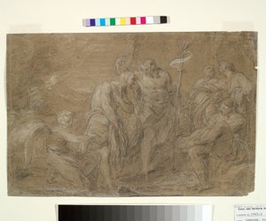 基督的洗礼，c.1700-37（纸上黑白粉笔） 作者 弗朗索瓦·勒莫恩