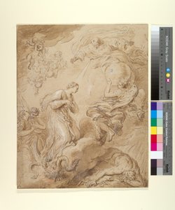 圣母无原罪》，约 1700-37 年（纸上水墨和水粉画） 作者 弗朗索瓦·勒莫恩