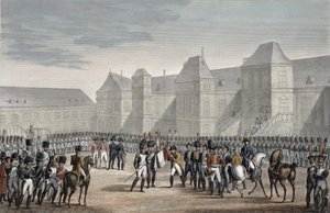 拿破仑退位和他离开枫丹白露前往厄尔巴岛，1814年4月20日 作者 François Pigeot