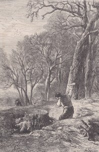 冬景：拔树桩的人，来自Magasin Pittoresque，约1852年。 作者 弗朗索瓦·鲁热