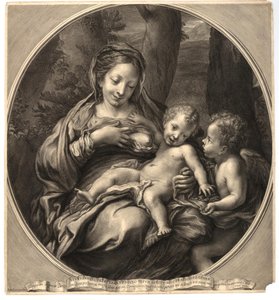 François Spierre - Madonna del Latte（圣母和天使的孩子）， 仿 Correggio，W,8.14 作者 弗朗索瓦·斯皮尔