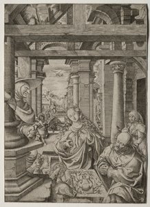 牧羊人的崇拜，约1522-1525。 作者 Frans Crabbe van Esplegem