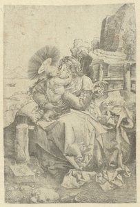 风景中的圣母与孩子 作者 Frans Crabbe van Espleghem