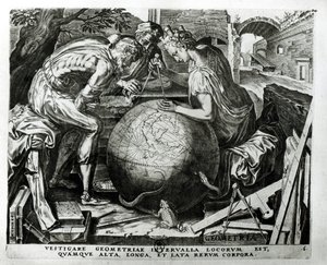 几何，由Hieronymus Cock雕刻（c.1510-70） 作者 弗朗斯·弗洛里斯（Frans Floris）