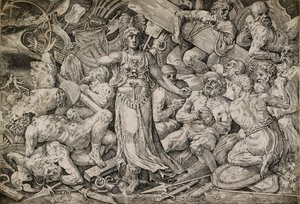 被俘虏和战利品包围的维多利亚，1552年。 作者 弗朗斯·弗洛里斯（Frans Floris）