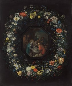 花环与牧羊人的崇拜 作者 Frans Francken the Young 和 Master HDB