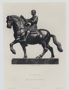 多纳泰罗 (Donatello) 的意大利文艺复兴时期加特马拉塔 (condottiero Gattemalata) 青铜马术人物