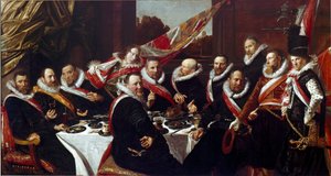 The Banquet of the Officers of the Corps of Archers of Saint George of Haarlem Painting by Franz Hals (ca. 1580-1666) 1616 Sun. 170 x120 cm Haarlem, Frans Hals Museum, Holland
